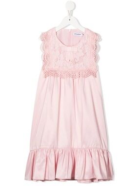 Self-Portrait Girls' Guipure Lace-Trimmed taffeta Pink dress